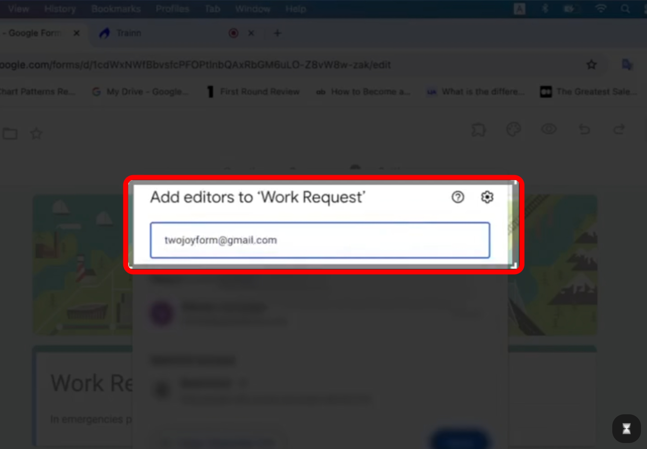 Add the email address of the <b>second Joyform account</b>