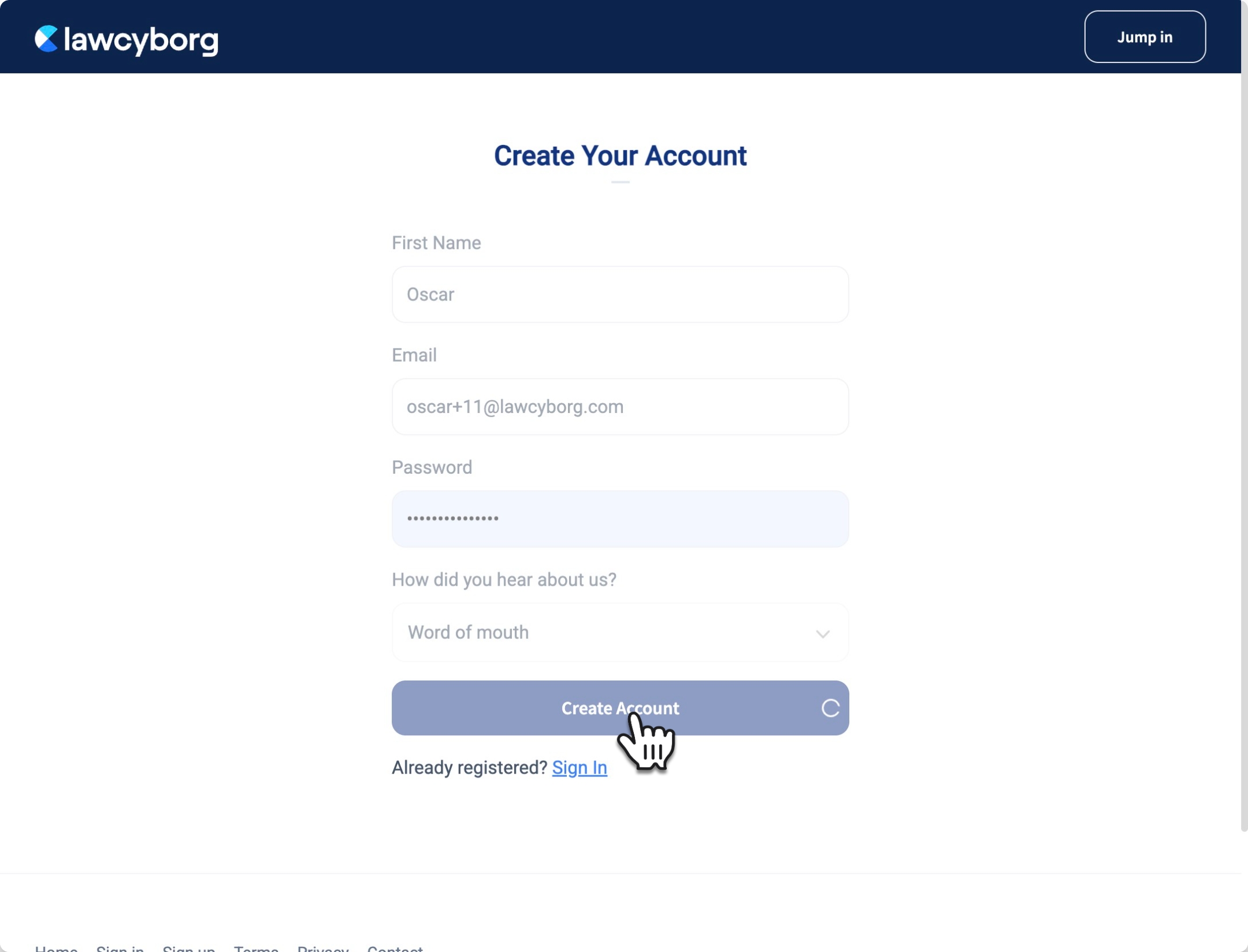 After entering your desired account details, click <b>Create Account</b>. This will also send a verification email to your chosen email address.