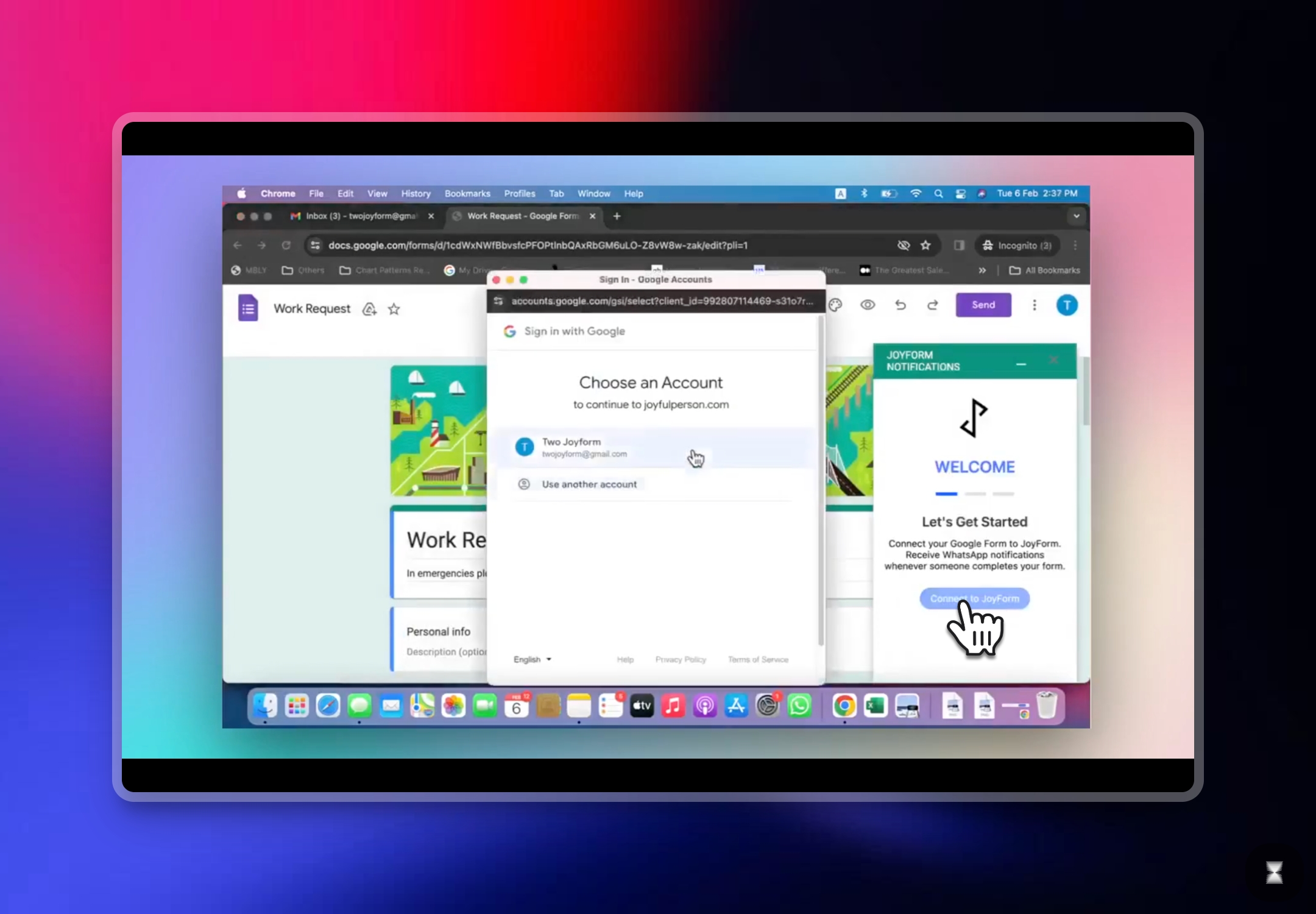 Click Connect to Joyform to complete the installation of the add-on for the second Joyform account